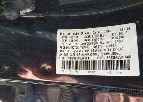 2016 Honda Accord Sport z USA, uszkodzony, nr VIN 1HGCR2F56GA209475